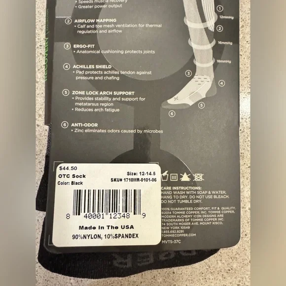 TOMMIE COPPER Size 12-14.5 Recovery Vitality Collection Crew Sock Men's NEW - Picture 4 of 7